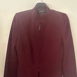 Kasper burgundy french neck pant suit